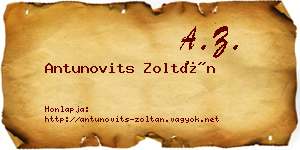 Antunovits Zoltán névjegykártya