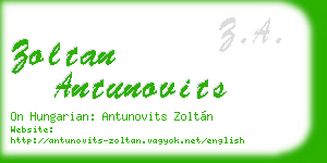 zoltan antunovits business card